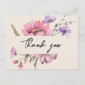 ワイルドフラワーモダンベージュの結婚ありがとうはがき ポストカード (正面)
