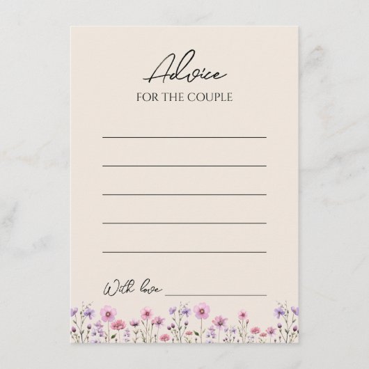 ワイルドフラワーモダンベージュの結婚アドバイスカード アドバイスカード (正面)