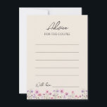 ワイルドフラワーモダンベージュの結婚アドバイスカード アドバイスカード<br><div class="desc">この野モダン花ベージュのアドバイスカー結婚ドデザインは、ピンクと紫の水色のワイルドフラワーで飾られた暖かいベージュの背景を備え鮮やか、時代を超越したロマンスを感じさせる。素朴でボホの魅力が結び付エレガントいたこのデザインは、野生の花の美学を求めるカップルに最適なモダンものだ。庭のお祝いやシックな屋内のデザインを想像するお洒落と、このは多様な嗜好に対応し結婚て、あなたの愛の物語と同じように特別な存在を確鮮やか保する。調整パーソナライズされたや質問は遠慮なく連絡を取る。</div>