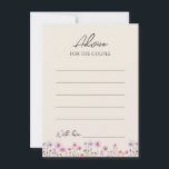 ワイルドフラワーモダンベージュの結婚アドバイスカード アドバイスカード<br><div class="desc">この野モダン花ベージュのアドバイスカー結婚ドデザインは、ピンクと紫の水色のワイルドフラワーで飾られた暖かいベージュの背景を備え鮮やか、時代を超越したロマンスを感じさせる。素朴でボホの魅力が結び付エレガントいたこのデザインは、野生の花の美学を求めるカップルに最適なモダンものだ。庭のお祝いやシックな屋内のデザインを想像するお洒落と、このは多様な嗜好に対応し結婚て、あなたの愛の物語と同じように特別な存在を確鮮やか保する。調整パーソナライズされたや質問は遠慮なく連絡を取る。</div>