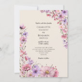 ワイルドフラワーモダンベージュの詳細が一つの家の中に結婚すべて 招待状 (正面)