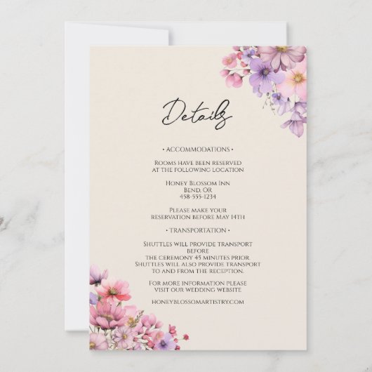 ワイルドフラワーモダンベージュの詳細が一つの家の中に結婚すべて 招待状 (裏面)