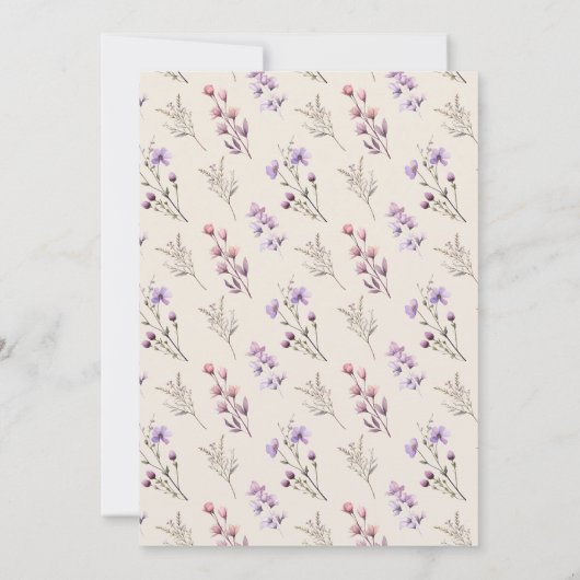 ワイルドフラワーモダンベージュ我々は行わ結婚せる 招待状 (裏面)