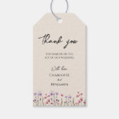ワイルドフラワーモダンベージュ結婚の感謝のギフトラベル ギフトタグ (正面)