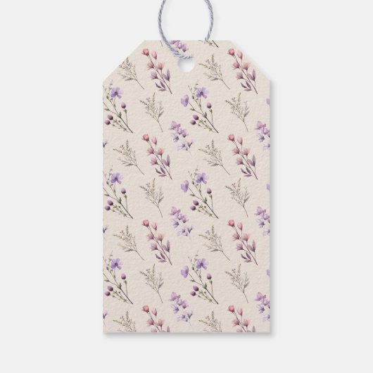 ワイルドフラワーモダンベージュ結婚の感謝のギフトラベル ギフトタグ (裏面)