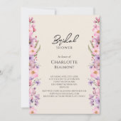 ワイルドフラワーモダンベージュ結婚ズブライダルシャワー 招待状 (正面)