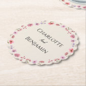 ワイルドフラワーモダンベージュ結婚ズ ペーパーコースター (アングル)