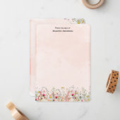 ワイルドフラワーモダンボタニカルパーソナライズされたフローラ ノートカード (正面/裏面インサイチュ)