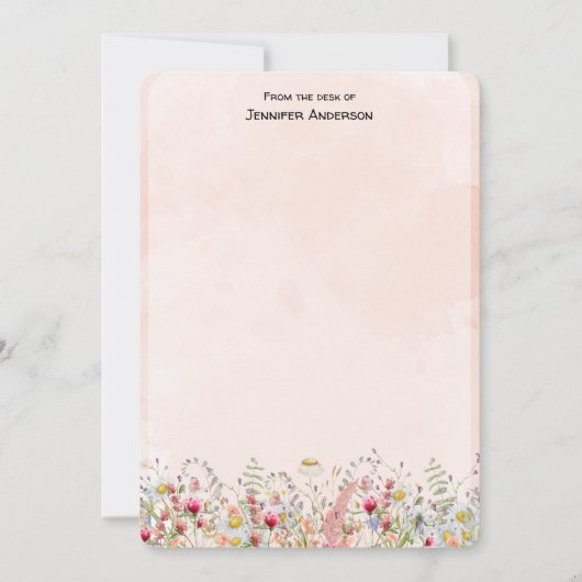 ワイルドフラワーモダンボタニカルパーソナライズされたフローラ ノートカード (正面)