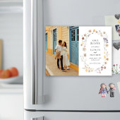 ワイルドフラワーモダンボーお洒落ホ日付の保存 マグネット招待状