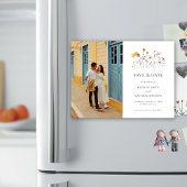 ワイルドフラワーモダンボーお洒落ホ日付の保存 マグネット招待状