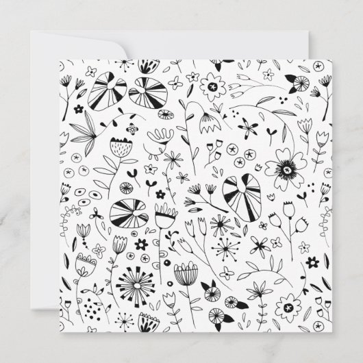 ワイルドフラワーモダンモノクロ私の花嫁 招待状 (裏面)