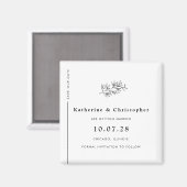 ワイルドフラワーモダンラインアート日付の保存 マグネット (正面/裏面)