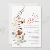 ワイルドフラワーモダンラブイン開花ブライダルシャワー 招待状 (正面)