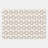 ワイルドフラワーモダンリーススクリプトのクリスマスパターン ラッピングペーパーシート (正面3)