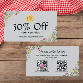 ワイルドフラワーモダンレストランQrコードメニューと 割引カード