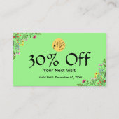 ワイルドフラワーモダンレストランQrコードメニューと 割引カード (正面)