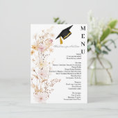 ワイルドフラワーモダン卒業パーティーメニューカード 招待状 (スタンド正面)