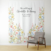 ワイルドフラワーモダン庭園の結婚式写真の背景 タペストリー (インサイチュ)