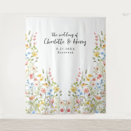 ワイルドフラワーモダン庭園の結婚式写真の背景 タペストリー