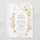 ワイルドフラワーモダン春エレガントブライダルシャワー 招待状 (正面)