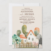 ワイルドフラワーモダン素朴カントリー結婚式 招待状 (正面)