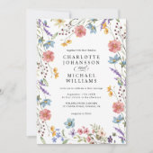 ワイルドフラワーモダン素朴ガーデン写真結婚の写真 招待状 (正面)