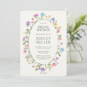 ワイルドフラワーモダン素朴ブライダルシャワー 招待状 (スタンド正面)