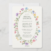 ワイルドフラワーモダン素朴ブライダルシャワー 招待状 (正面)