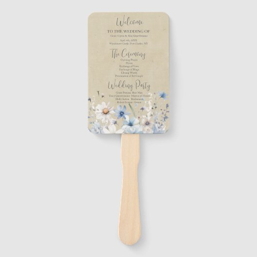 ワイルドフラワーモダン結婚式 プログラム ハンドファン (正面)