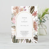 ワイルドフラワーモダン金ゴールドアルチ結婚ーズ 招待状 (スタンド正面)