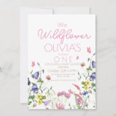 ワイルドフラワーモダン1回目の誕生日パーティー 招待状 (正面)