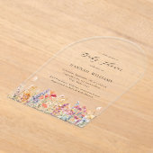 ワイルドフラワーモダン、ベビーシャワー アクリル招待状 (レイダウン)
