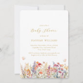 ワイルドフラワーモダン、ベビーシャワー 招待状 (正面)
