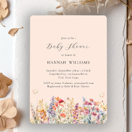 ワイルドフラワーモダン、ベビーシャワー 招待状