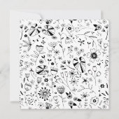 ワイルドフラワーモノクロモダンブライダルシャワー 招待状 (裏面)