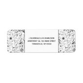 ワイルドフラワーモノクロモダン差出人住所 ラベル (正面)