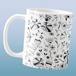 ワイルドフラワーモノクロモダン コーヒーマグカップ<br><div class="desc">白黒モダン白黒ワイルドフラワーパターン。オリジナルアートby Nic Squirrell.</div>