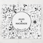 ワイルドフラワーモノクロモダン ビールラベル (シングルラベル)