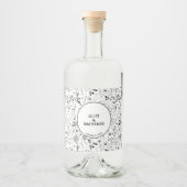 ワイルドフラワーモノクロモダン リキュールボトルラベル (正面)