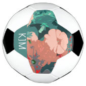 ワイルドフラワーモノグラムフローラルウェディングバースデーギフト サッカーボール (回転)