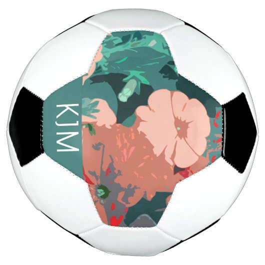 ワイルドフラワーモノグラムフローラルウェディングバースデーギフト サッカーボール (回転)