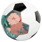 ワイルドフラワーモノグラムフローラルウェディングバースデーギフト サッカーボール (3/4)