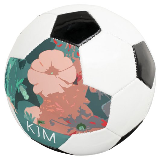 ワイルドフラワーモノグラムフローラルウェディングバースデーギフト サッカーボール (3/4)