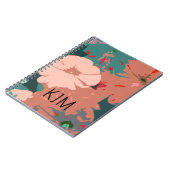 ワイルドフラワーモノグラムフローラ名前をカスタムするギフト ノートブック (左側)