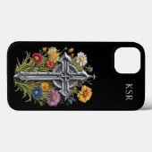 ワイルドフラワーモノグラム付きゴシック十字架 Case-Mate iPhoneケース (裏面 (横))