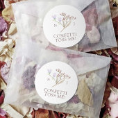 ワイルドフラワーモノグラム紙吹雪が私に秋の結婚式 ラウンドシール