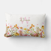 ワイルドフラワーモノグラム腰枕 ランバークッション (正面)