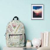 ワイルドフラワーユーカリプトゥスモノグラム名イニシャル プリントバックパック