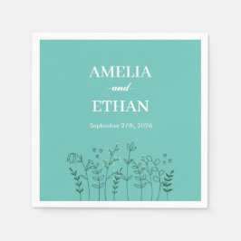 ワイルドフラワーライトグリーン結婚ズ スタンダードカクテルナプキン